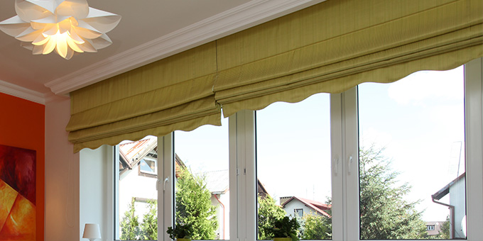 Motorised Roman Blind with valance