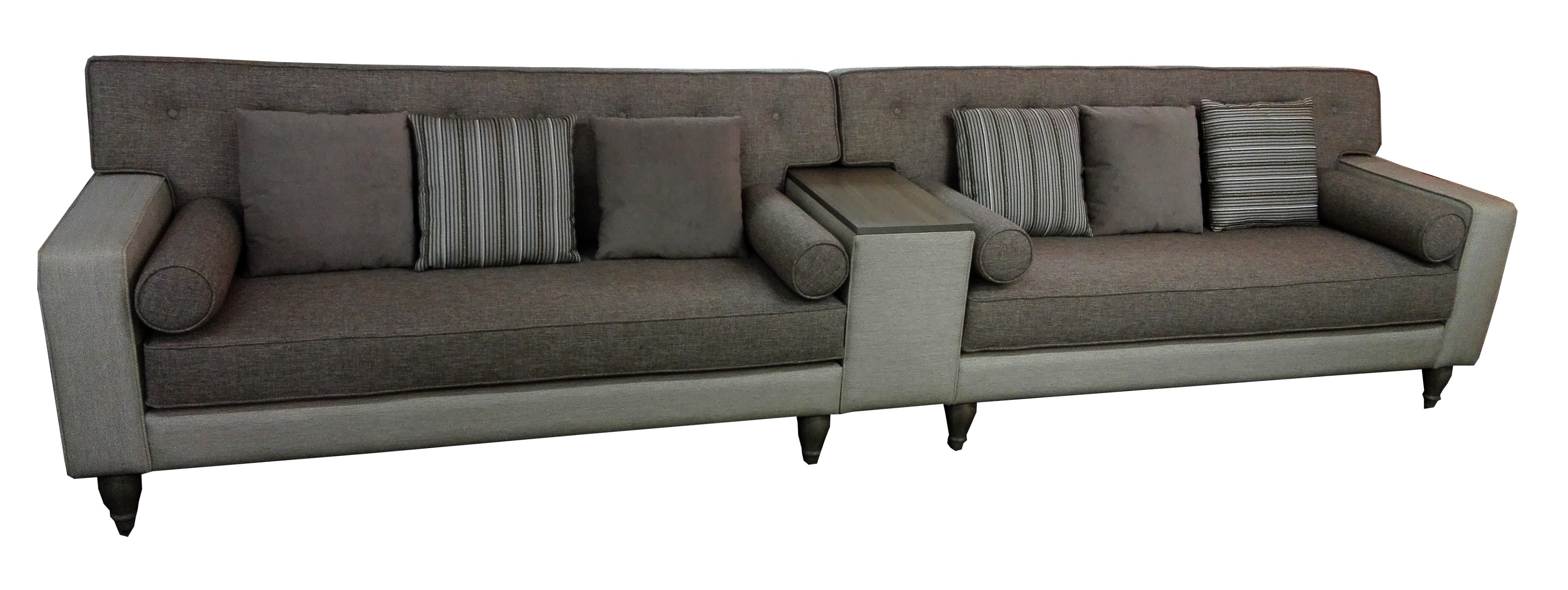 Sofa with wood armrest background white